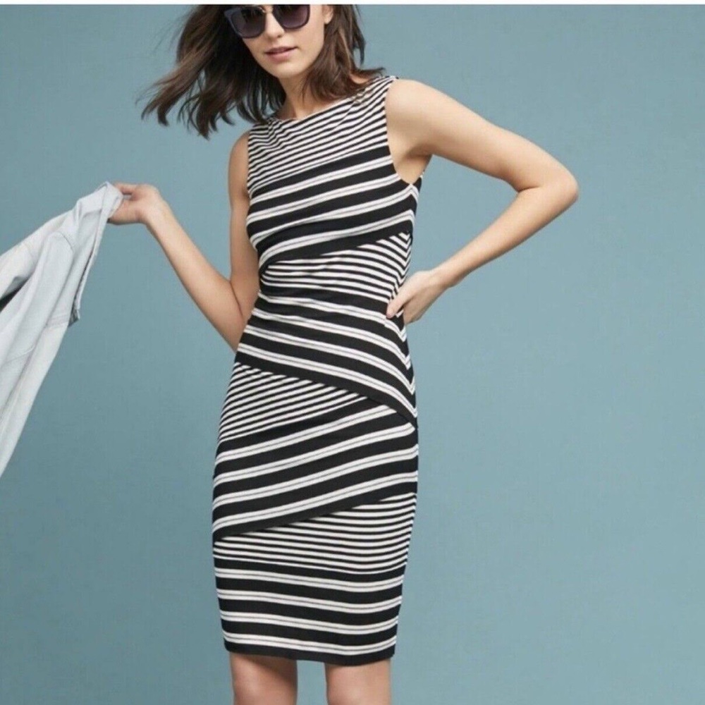 ANTHROPOLOGIE / BAILEY 44 Annabeth Asymmetrical Tiered Knit Stripe Dress - Sz XS